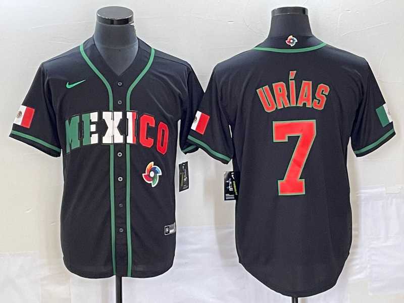 Men%27s Mexico Baseball #7 Julio Urias 2023 Black World Baseball Classic Stitched Jersey2